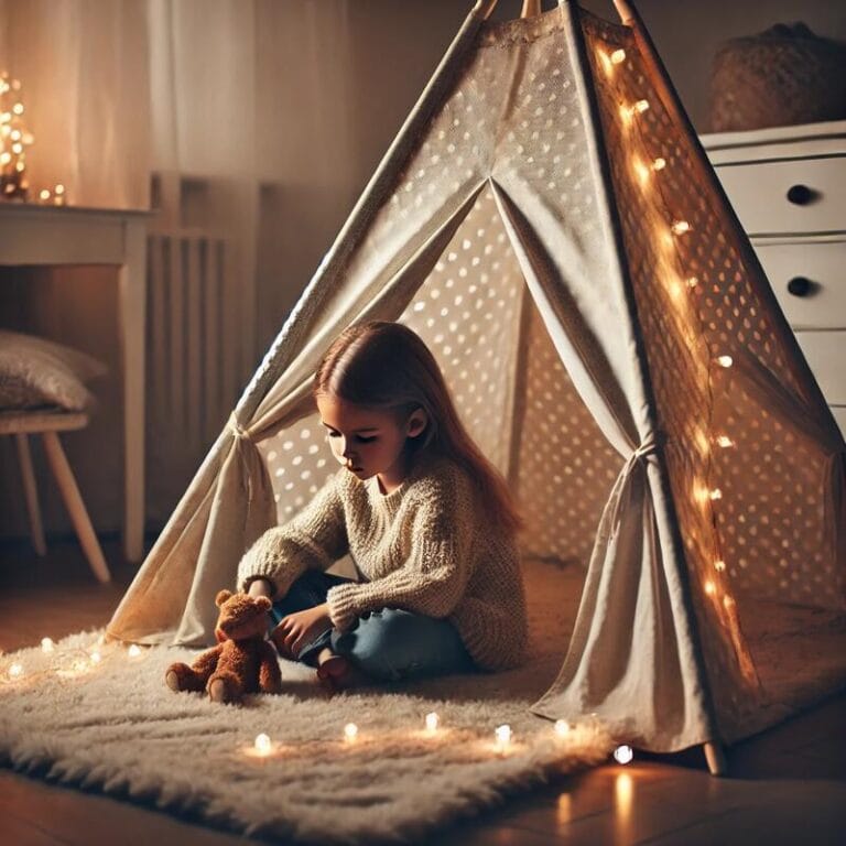 Συναισθηματικές δυσκολίες σε παιδιά: Κορίτσι 8 ετών κάθεται μόνο του μπροστά σε μια σκηνή, κρατώντας αρκουδάκι