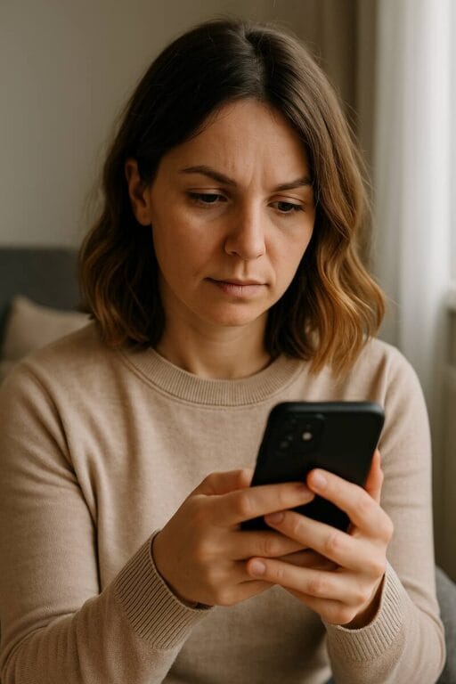 Μαμά κρατάει κινητό – προστασία λογαριασμών Facebook Gmail Instagram Yahoo Outlook με επαλήθευση δύο βημάτων (2FA)