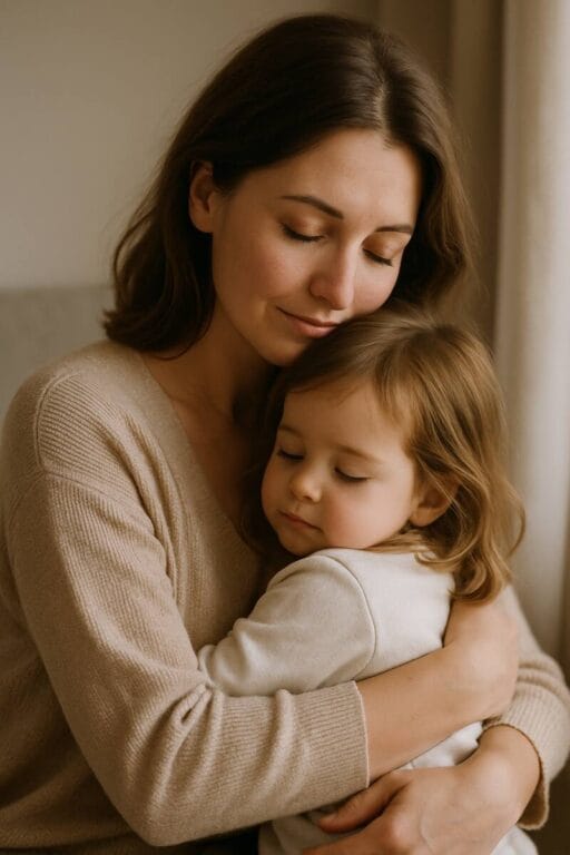 Μαμά αγκαλιάζει το παιδί της – συμβολίζει την προστασία οικογένειας, παιδιών, προσωπικών δεδομένων με επαλήθευση δύο βημάτων (2FA)