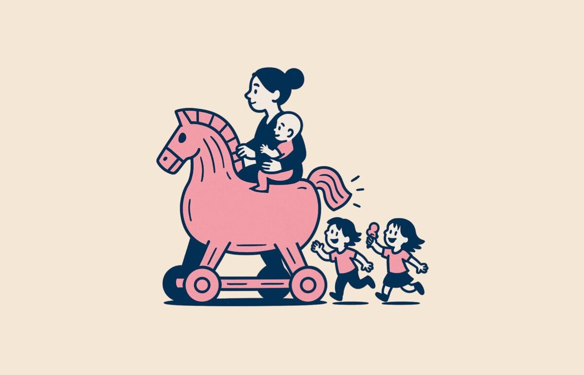 &Mu;&eta;&tau;έ&rho;&alpha; &mu;&epsilon; &mu;&omega;&rho;ό &sigma;&epsilon; &xi;ύ&lambda;&iota;&nu;&omicron; &alpha;&lambda;&omicron;&gamma;ά&kappa;&iota; &kappa;&alpha;&iota; &delta;ύ&omicron; &pi;&alpha;&iota;&delta;&iota;ά &pi;ί&sigma;&omega; &ndash; MaMas Odyssey